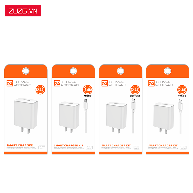 Bộ sạc 5V-2A iPhone/Micro/Type C ZUZG U01S