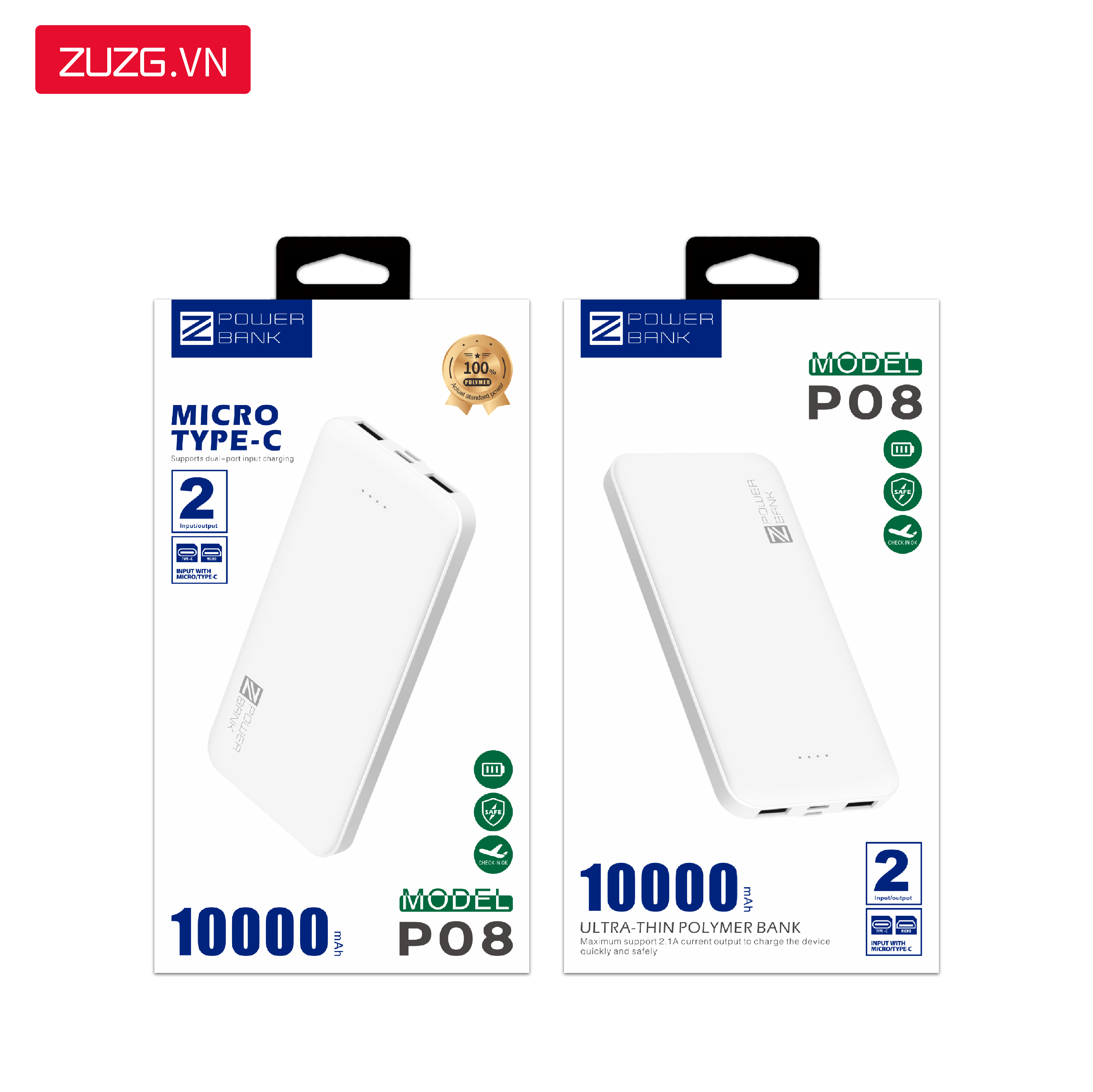 Sạc dự phòng 10000mAh ZUZG P08