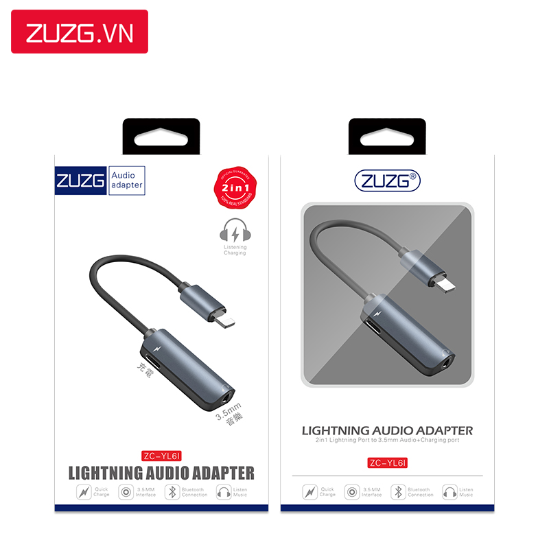 Jack chuyển Lightning to Lightning + 3.5mm ZUZG YL6i