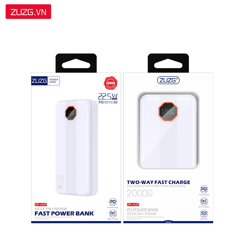 Sạc dự phòng 10000mAh 20W ZUZG - J43