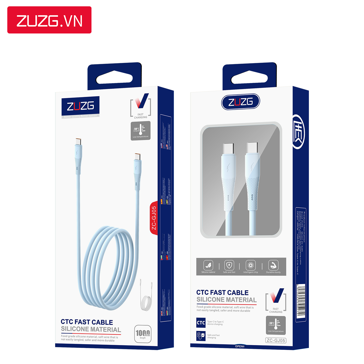 Cáp dẻo sạc nhanh 60W C-C ZUZG - GJ05