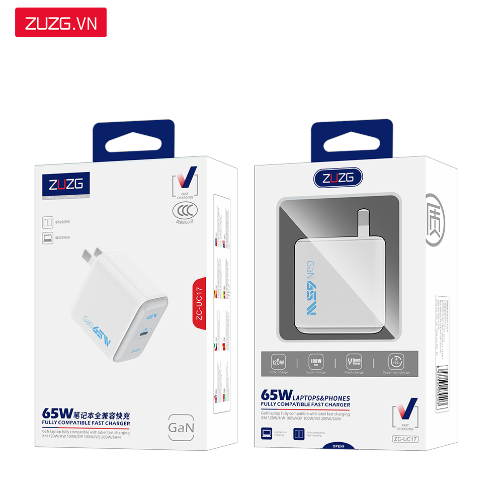 Củ GaN sạc nhanh 65W C-C ZUZG - UC17