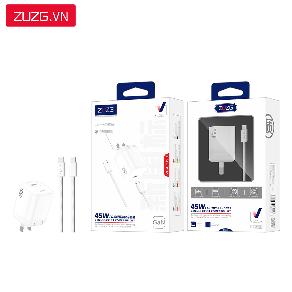 Bộ GaN sạc nhanh 45W ZUZG - UC19C