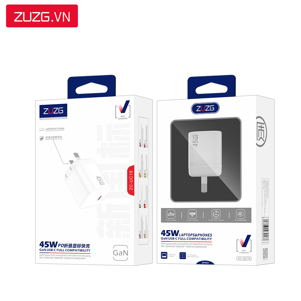 Củ GaN sạc nhanh 45W ZUZG - UC19