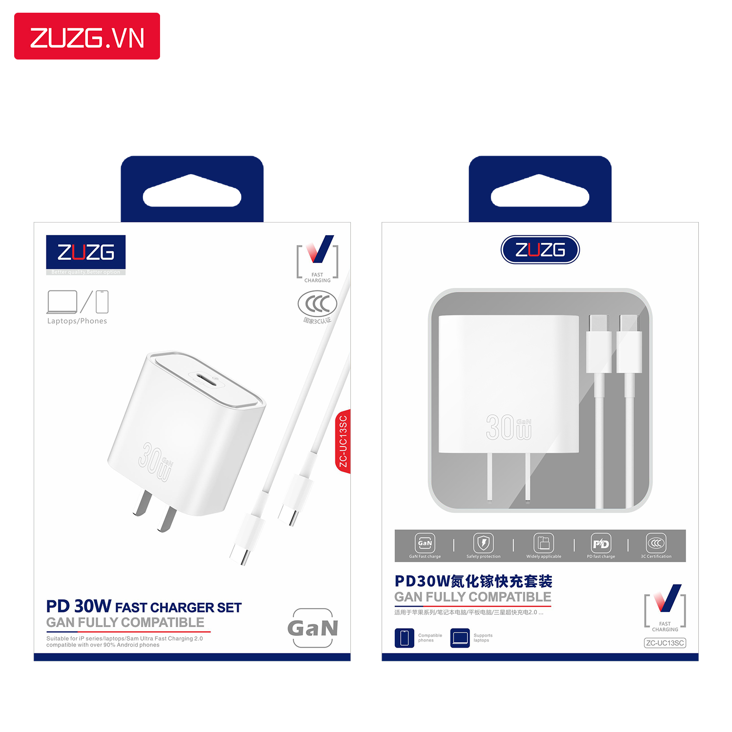 Bộ GaN sạc nhanh 30W ZUZG - UC13SC