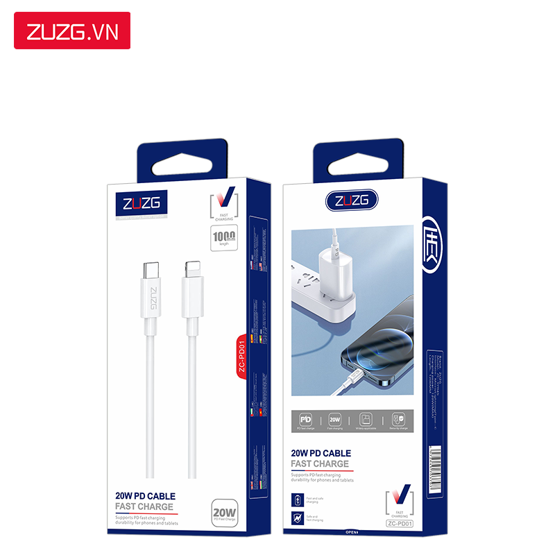 Cáp sạc nhanh 20W Type C to Lightning ZUZG PD01