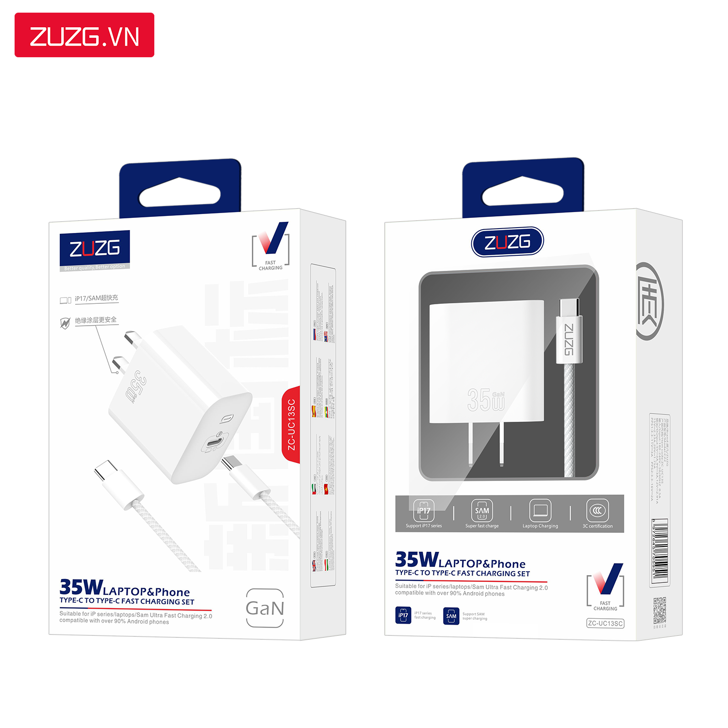 Bộ GaN sạc nhanh 35W ZUZG - UC13SC