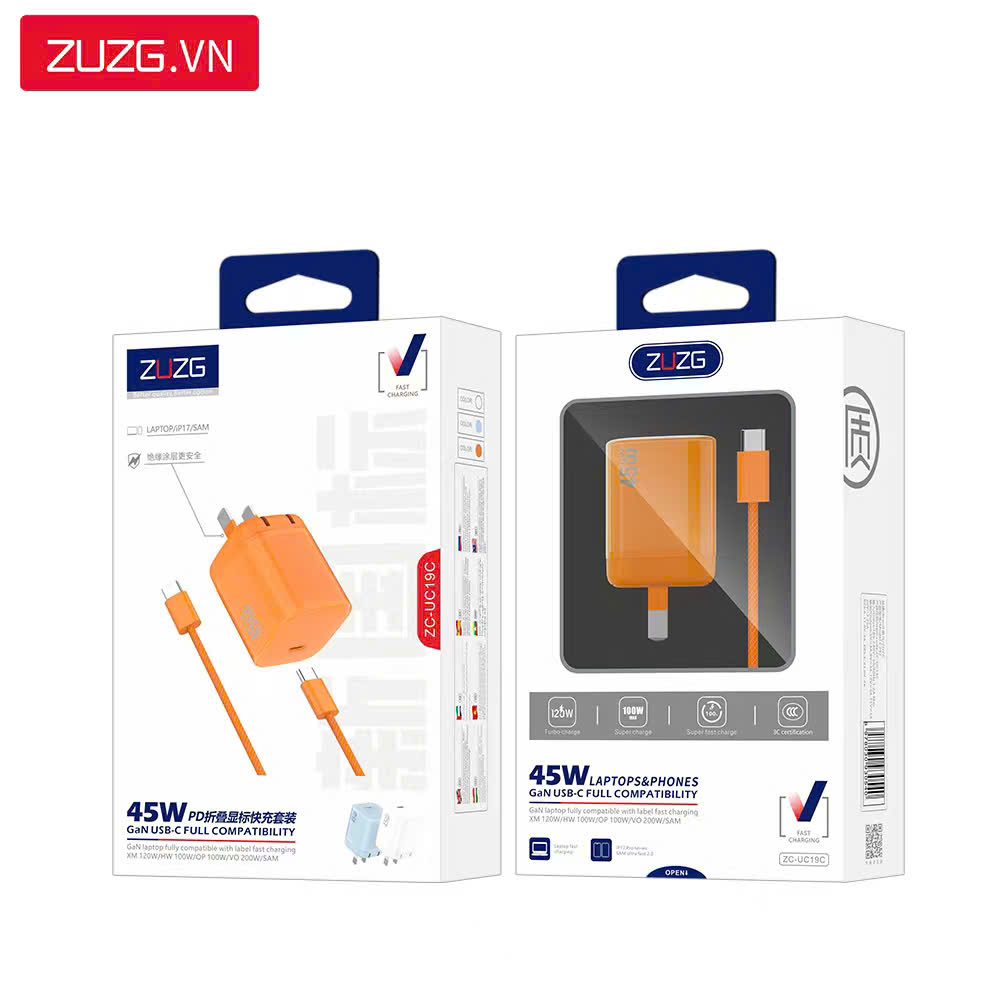 Bộ GaN sạc nhanh 45W ZUZG - UC19C
