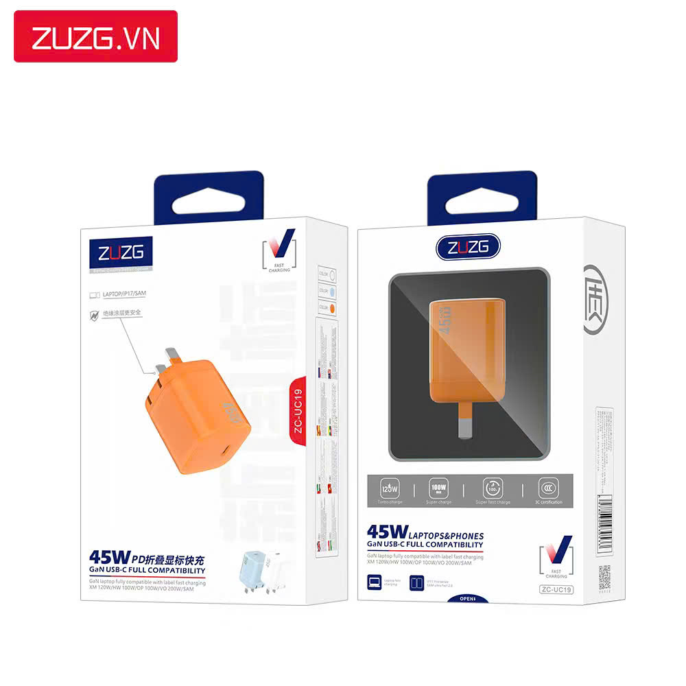 Củ GaN sạc nhanh 45W ZUZG - UC19